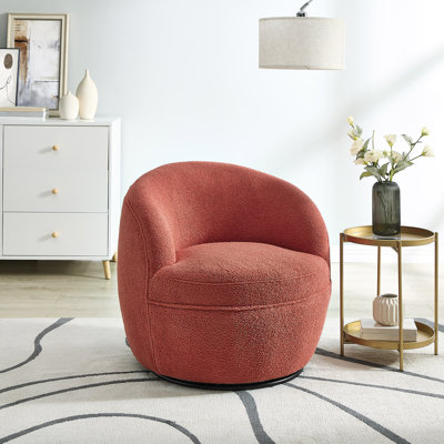 Mynevere Teddy-Fabric Swivel Barrel Chair