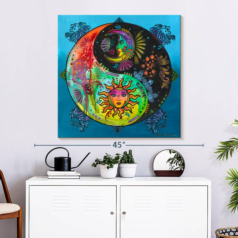 Adella Yin Yang - soleil et lune, H 33 po x l 33 po