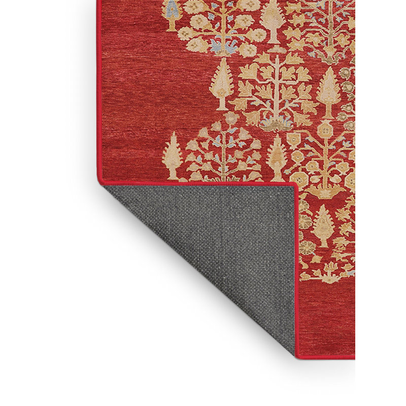 Tapis rouge à motif floral Winslet, Tapis de couloir 2 pi x 5 pi