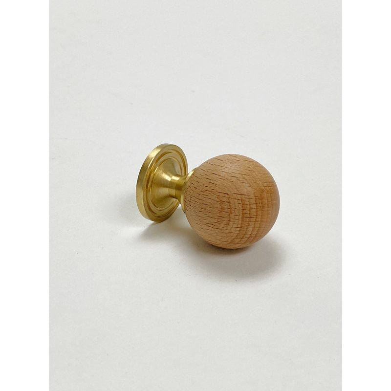 Solid Wood And Brass "Cleo" Small Ball Cabinet Knob