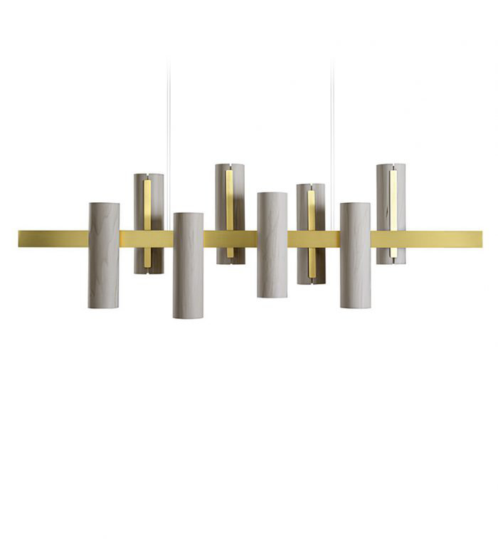 Black Note 8 - Light LED Pendant, Ivory White, Gold, 2700K Bulb Temperature