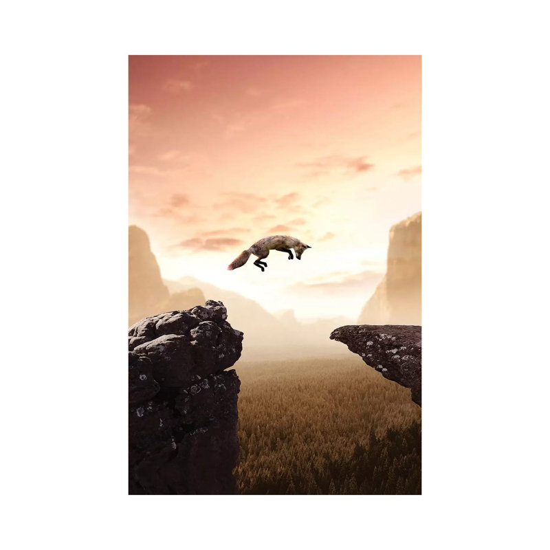 The Jumping Fox by Zenja Gammer - Print on Canvas, 66.04 cm H x 45.72 cm W x 1.91 cm D, Wrapped Canvas