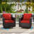 2-Piece PE Wicker Outdoor Lounge Swivel Chair with 4" Thick Red Cushions-570767148