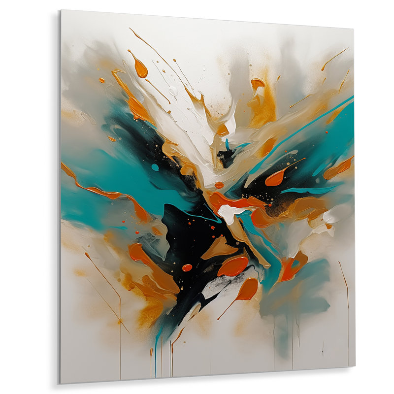 Paint Paintstrokes Abstract Painted - Décoration murale abstraite en métal, Rectangle H 40 po x l 30 po x P 1 po