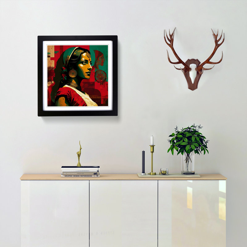Indian Woman Constructivism No.2 - Framed Print, Black