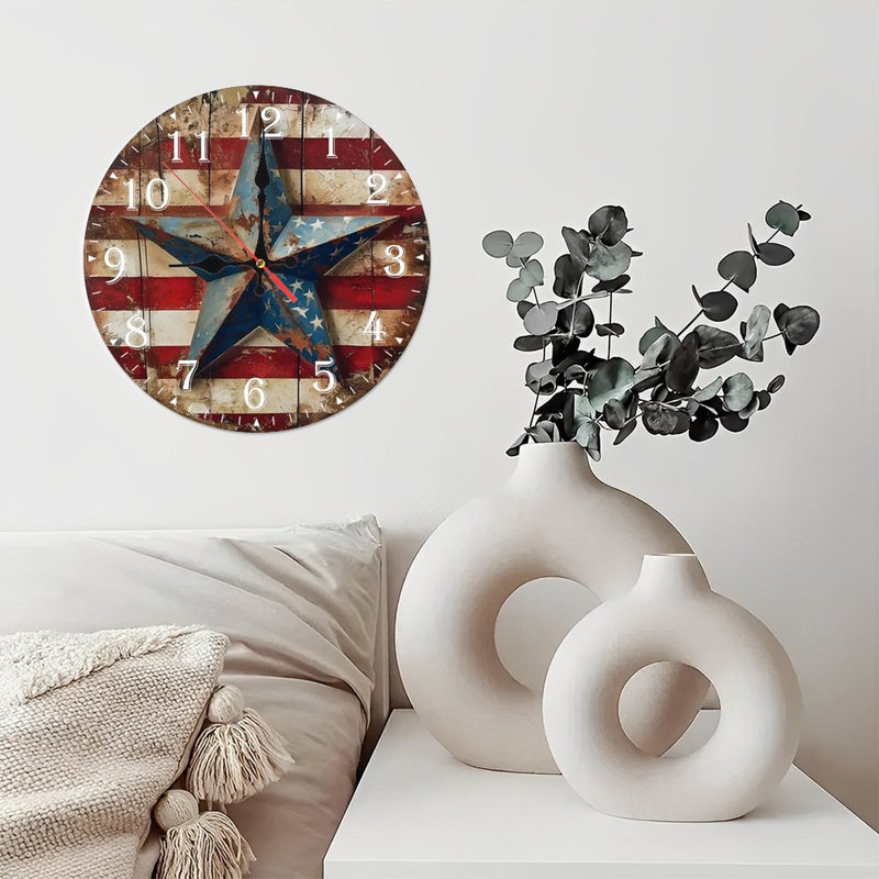 Horloge murale en bois 10 po, mouvement silencieux, à piles (piles AA non incluses), décor artistique, parfait pour les décorations