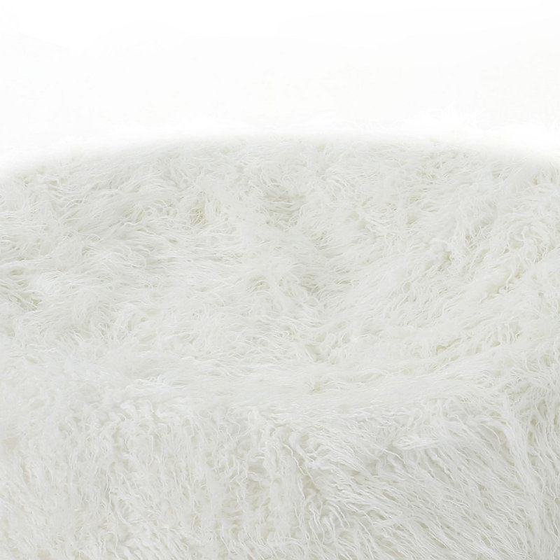 Pouf rond en fausse fourrure 5 pieds, Fausse fourrure blanche