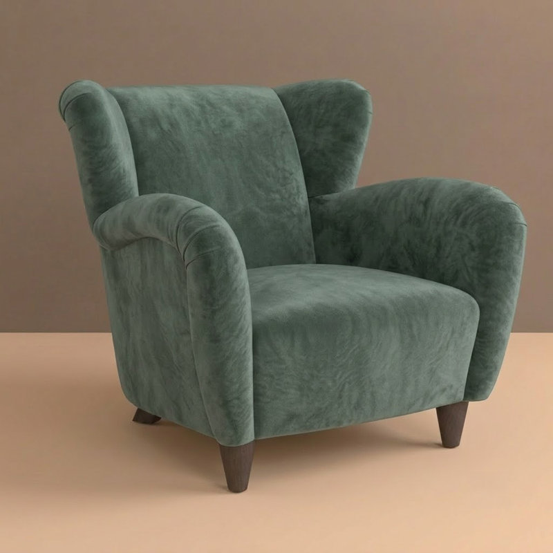 Stout Chair by River and Bord, Cane Silver Sage Velvet