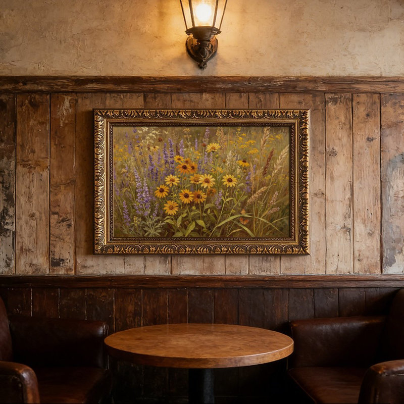 Prairie de fleurs sauvages (1) Cadre mural vintage orné – Cadre doré décoratif pour art., L 8 po x l 12 po