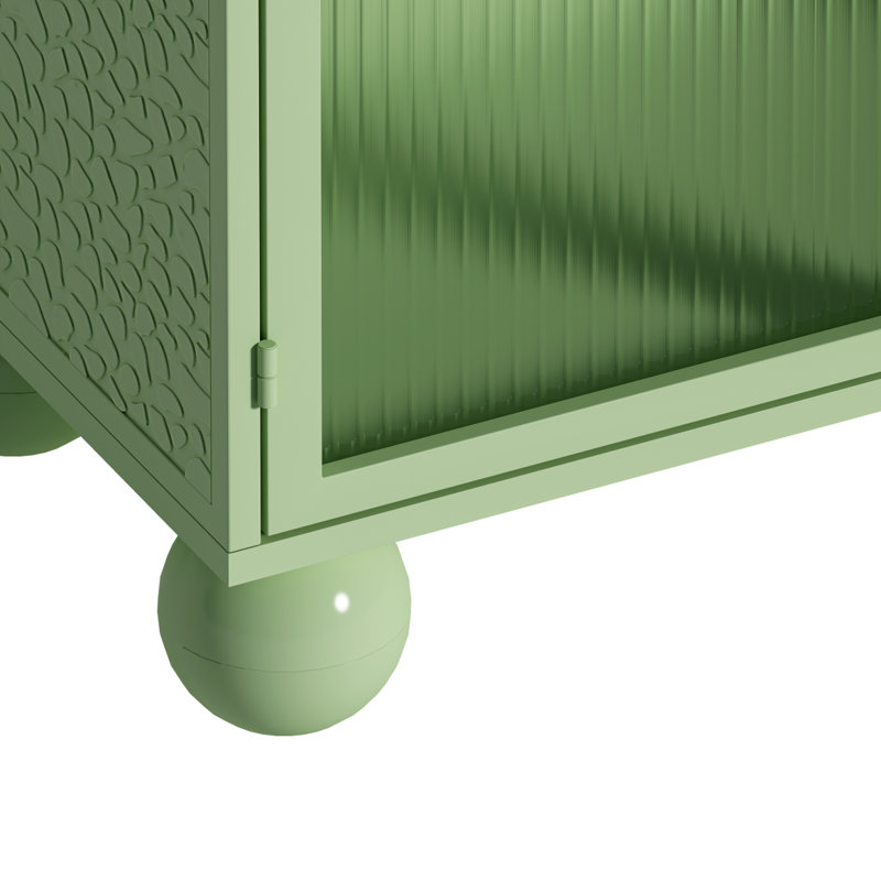 Armoire de rangement en bois avec porte en verre et tablettes, Vert