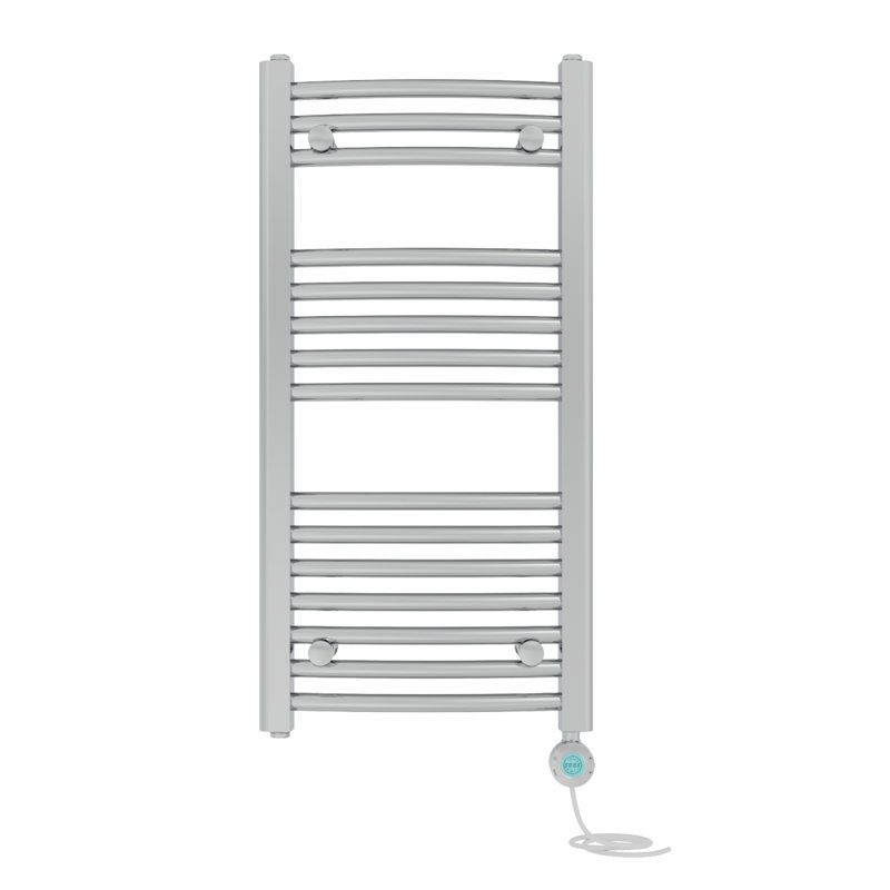 Angelinna Curved Towel Rail Heated Towel Rails, 80cm H x 30cm W x 3.4cm D, Black