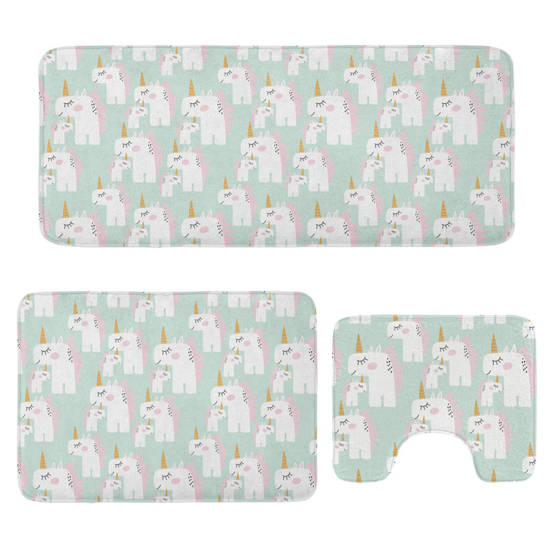  Ensemble de tapis de salle de bain 3 pièces Unicorn