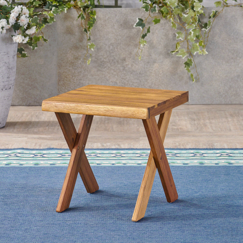 Table d'appoint, 18.25" H x 18" W x 18" D, Manufactured Wood, Teak
