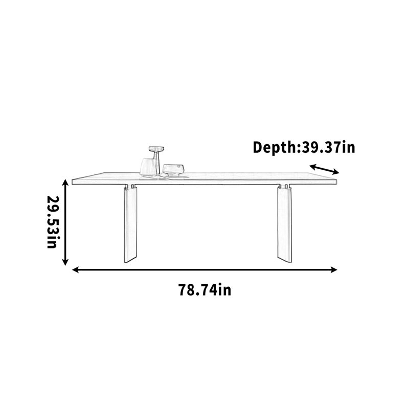 Simple rectangular desk for home use for studying, Black, 29.53" H x 78.74" W x 39.37" D