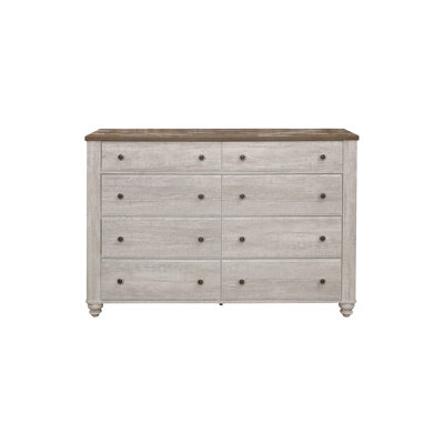 Ensemble de chambre à coucher à panneaux 2 et 1 en mélamine blanc antique et brun Caputto Charleen