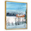 Un paysage d'hiver avec des maisons enneigées - reproduction sur toile-67364999-67365000