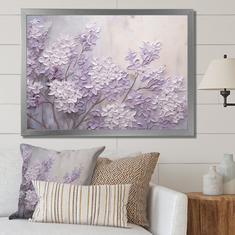 Blooming Lilac Melody I - Lilacs, art mural encadré, Cadre photo unique, H 34 po x l 44 po, Doré