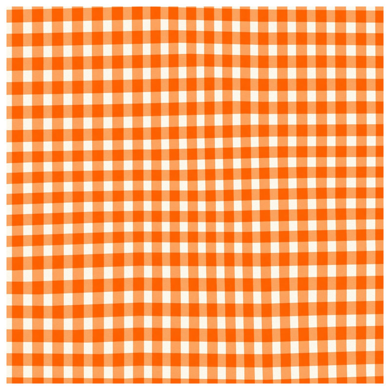 Tapis de bain orange vichy blanc, L 34 po x L 21 po