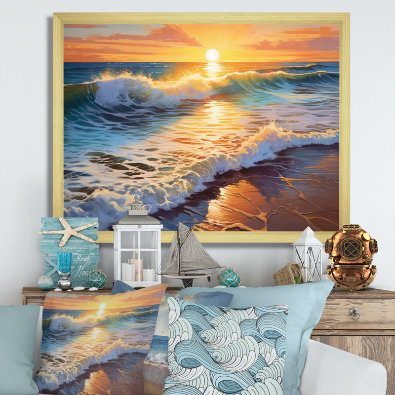 Photo de plage ensoleillée Horizons V - impression, Cadre doré à une seule photo, H 30 po x l 40 po x P 1,5 po