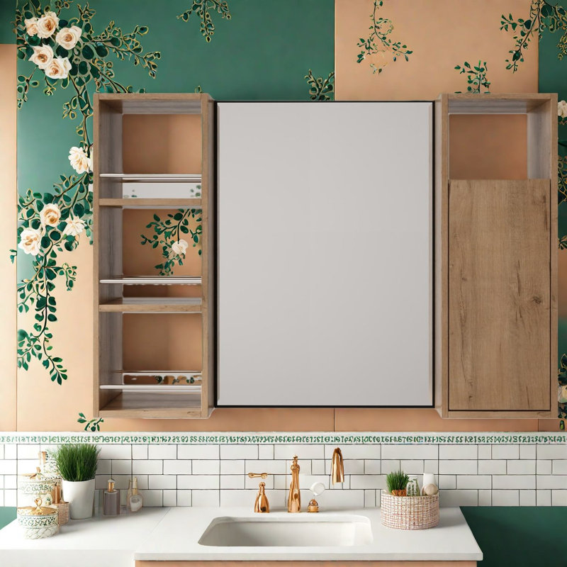 Armoires à pharmacie peu encombrantes, rangement miroir en bois 39,4 po, salle de bain moderne