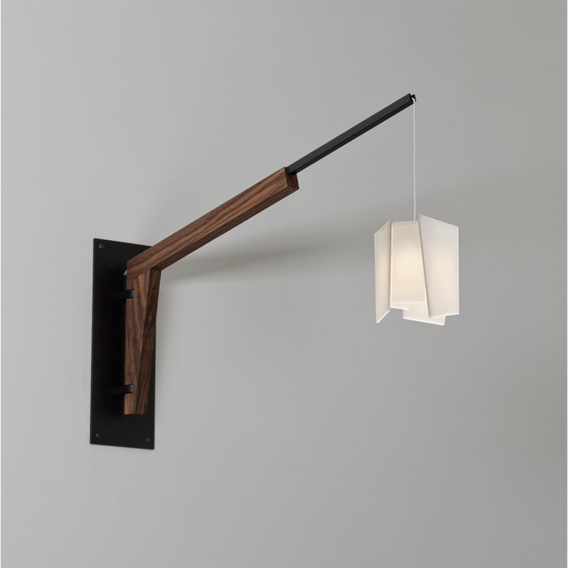 Motus Lamp Base or Clamp, Textured Black Powder Coat/Walnut