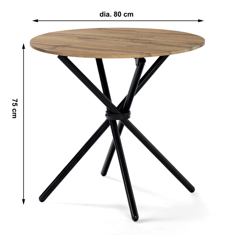 Haynesville Round Metal Base Dining Table, Brown