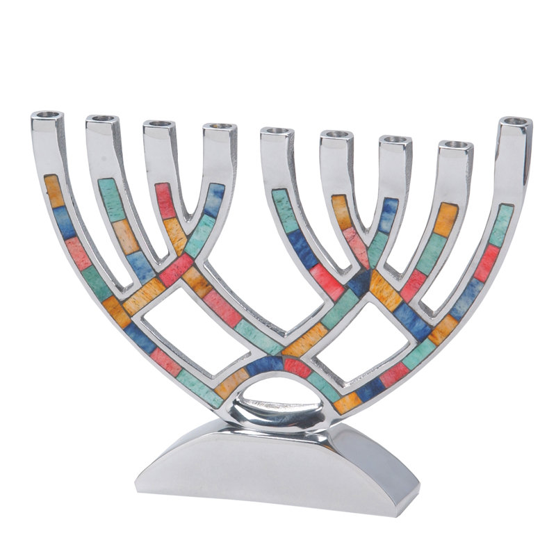 Menora en aluminium contemporain, Multicolore