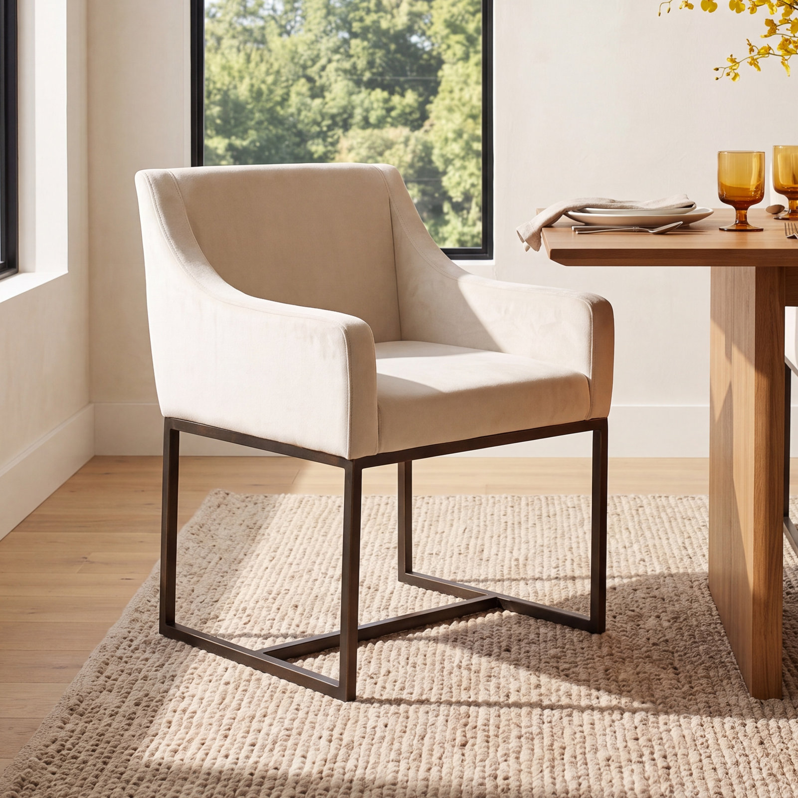 Teddy Dining Armchair, Paste White Faux Leather