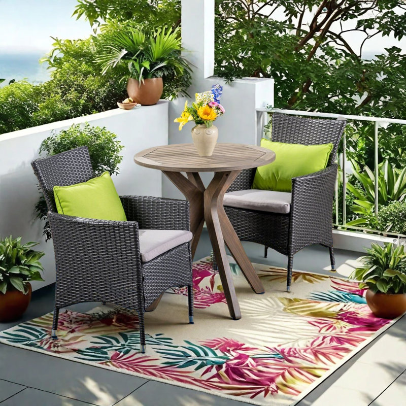 Ensemble bistro 3 pièces avec coussins Breyn, Structure grise / coussin argenté