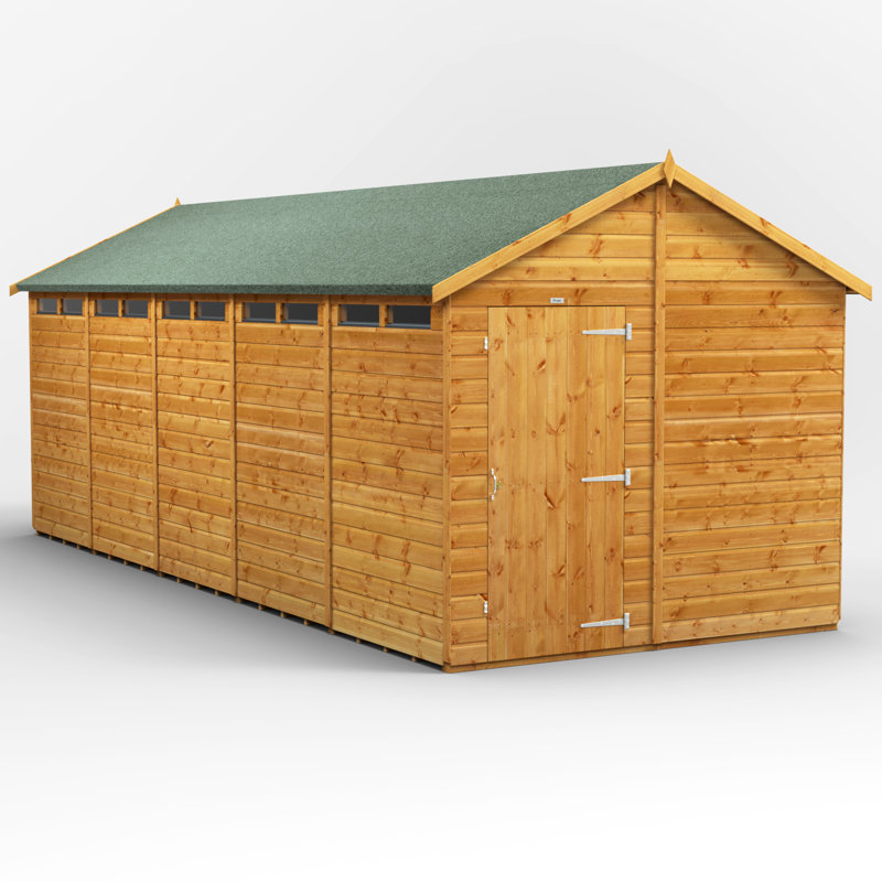 Powersheds 20 x 8ft Timber Tongue & Groove Security Apex Garden Shed