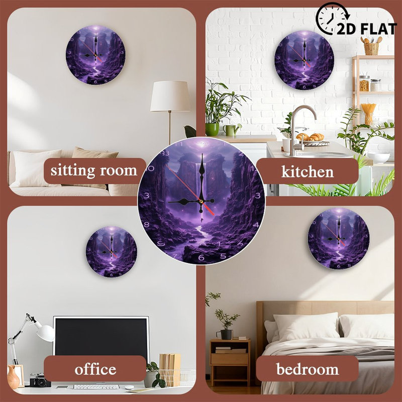 Décoration murale horloge mauve cascade fantaisie