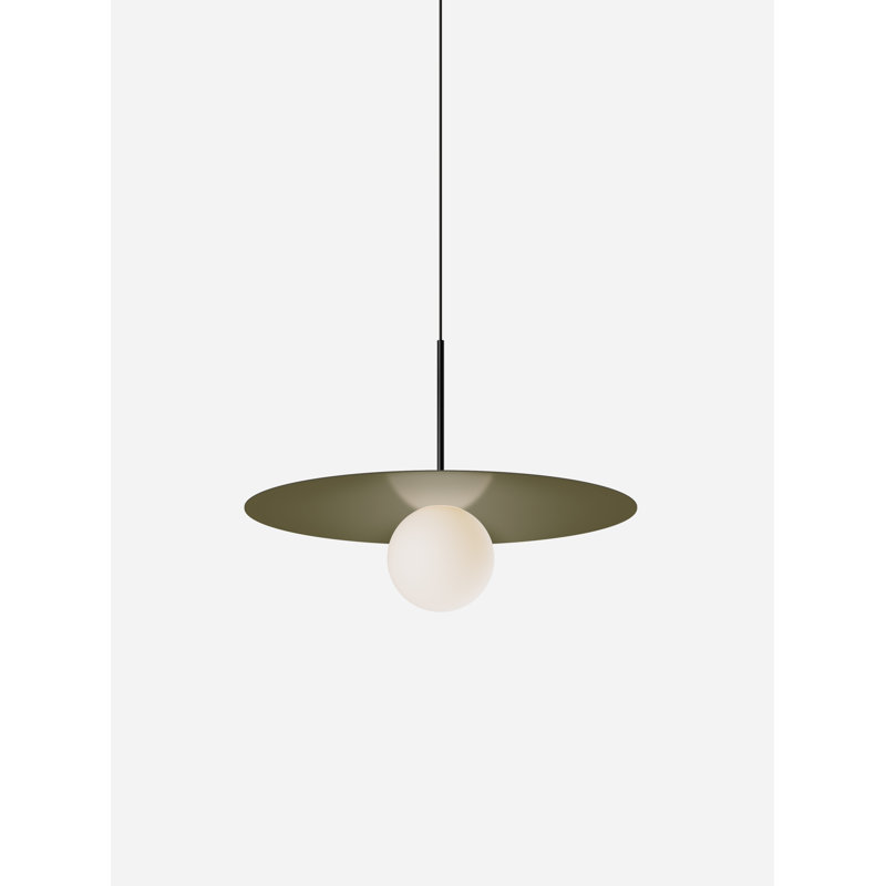 Bola Disc Pendant, 8" H x 22" W x 22" D, Moss/Black, 800 lm