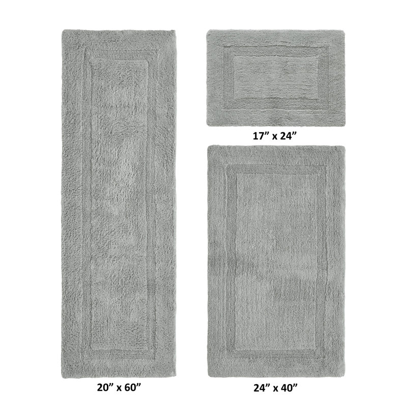 Annerose Premium 100% Cotton 3 Piece Bath Rug Sets, Machine Washable, Super Absorbent & Tufted Weave Reversible Bath Mat for Bathroom, Shower, and Tub, Oeko-Tex Certified Bathroom Rugs