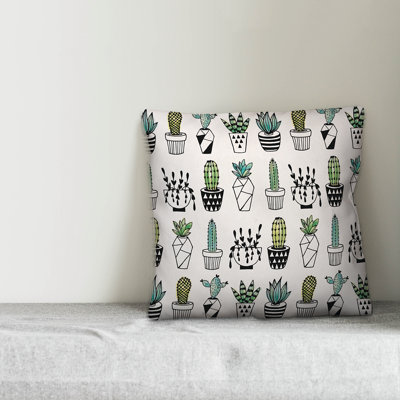  Potted Cacti Print Throw Pillow