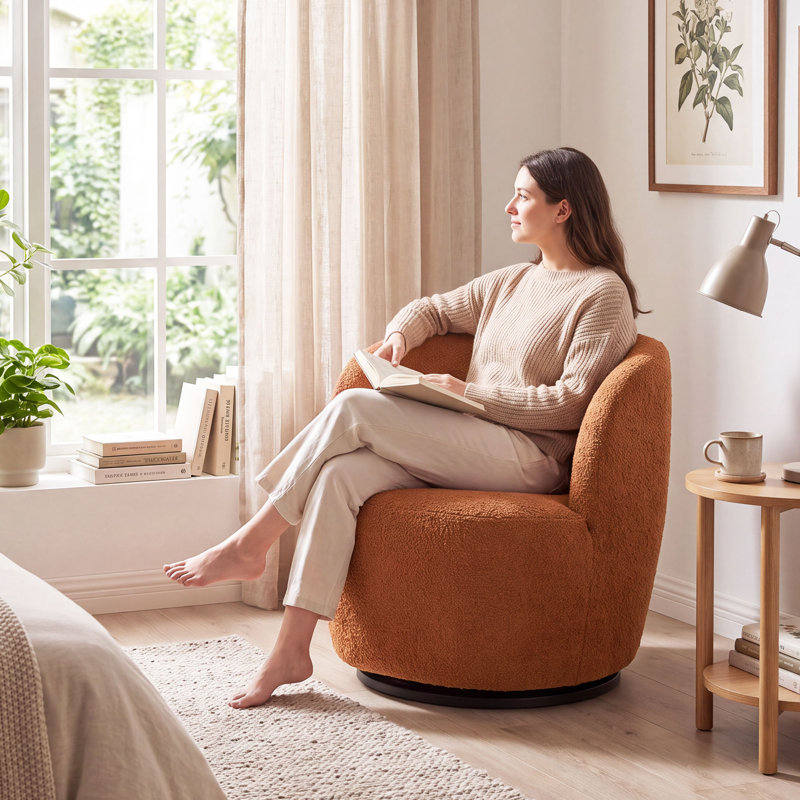 Fauteuil demi-tonneau Hadriel, Caramel