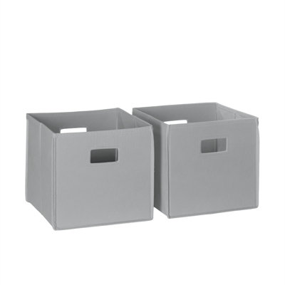 RiverRidge Kids 2pc Fabric Collapsible Storage Cube Organizers with Handles for Playroom Organization - Gray