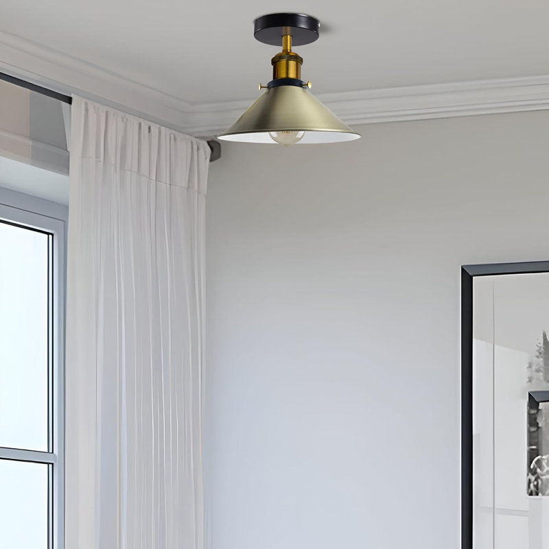 Denzel Semi Flush Mount, Green Brass