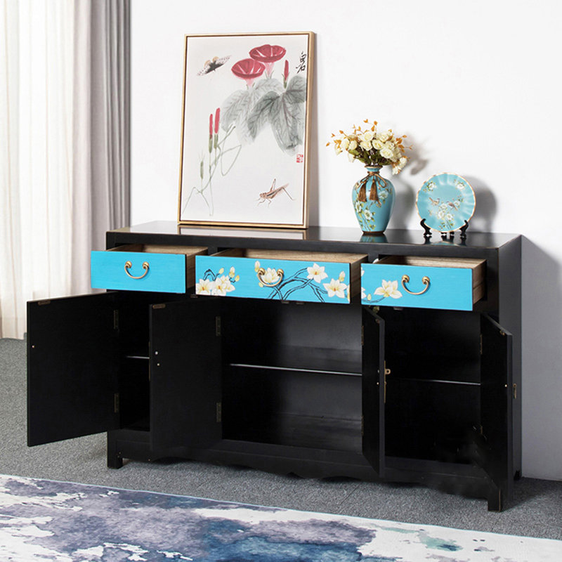 New Chinese Solid Wood Painted Shoe Cabinet 12 Pair Shoe Storage Cabinet, Black
