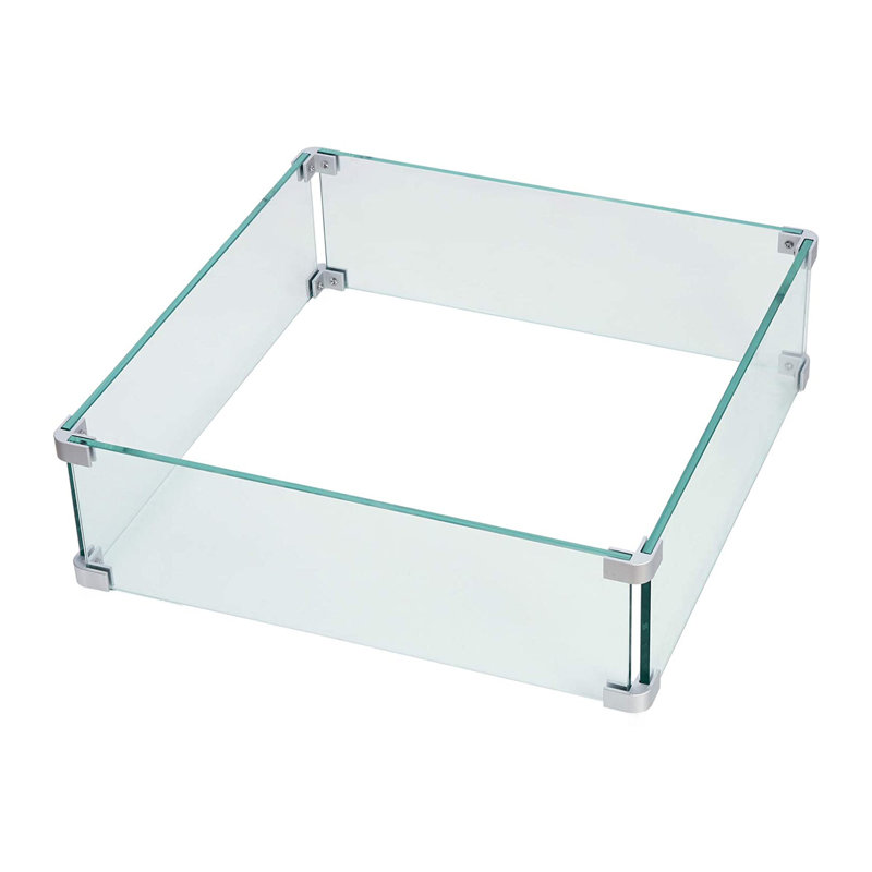 Square Tempered Glass Fire Table Windshield Flame Blocker