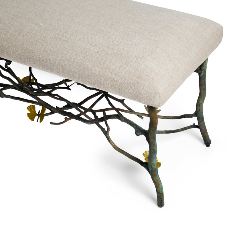 Butterfly Ginkgo Upholstered Bench