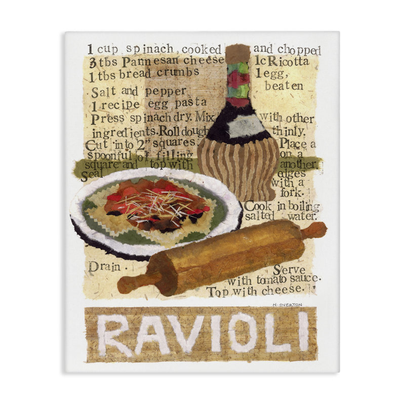 Art mural rétro sur toile, "Ravioli Recipe" par Nancy Overton, H 40 po x l 30 po