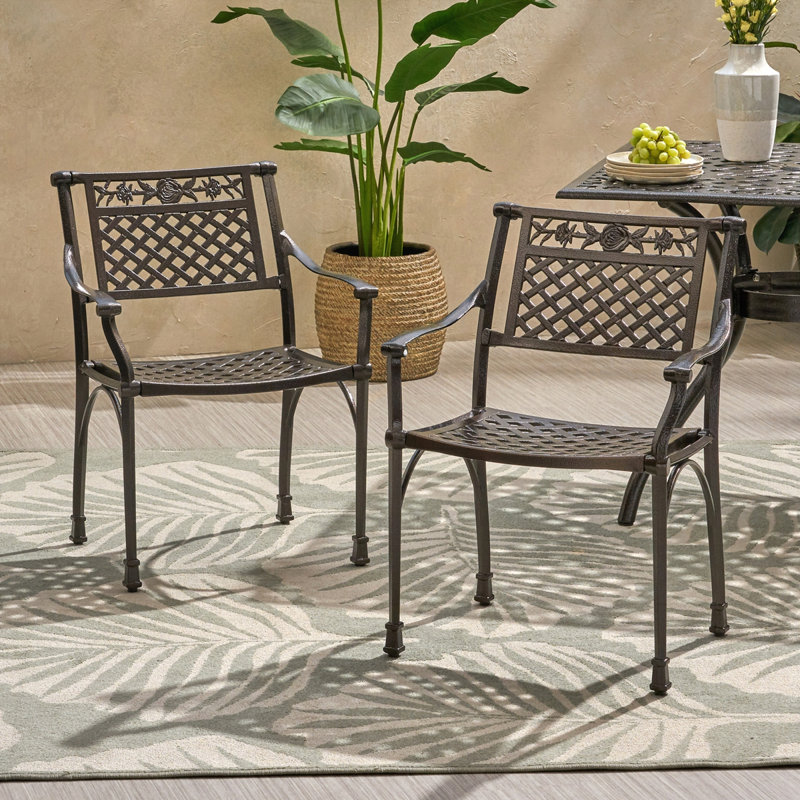 Outdoor Patio Modern Farmhouse Chair Set of 2