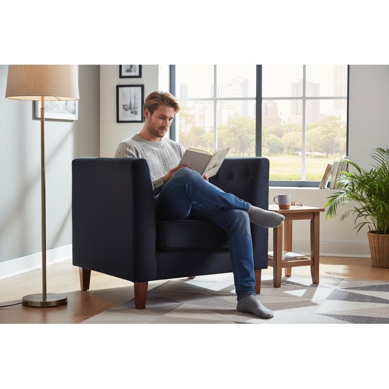 Fauteuil carré en velours, Noir
