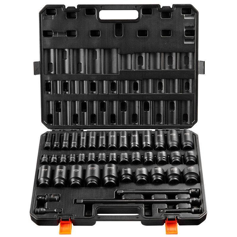 Impact Sockets Set 43pcs 6-Point 1/2in Drive Bit Ratchet