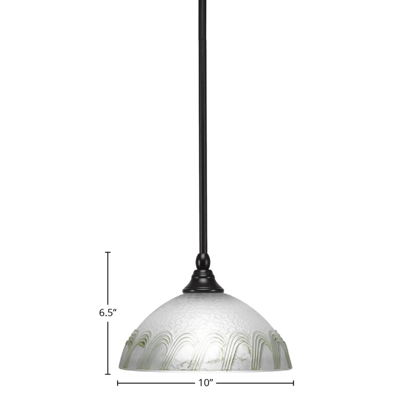 Mini-luminaire suspendu à tige, Noir mat, Blanc/vert