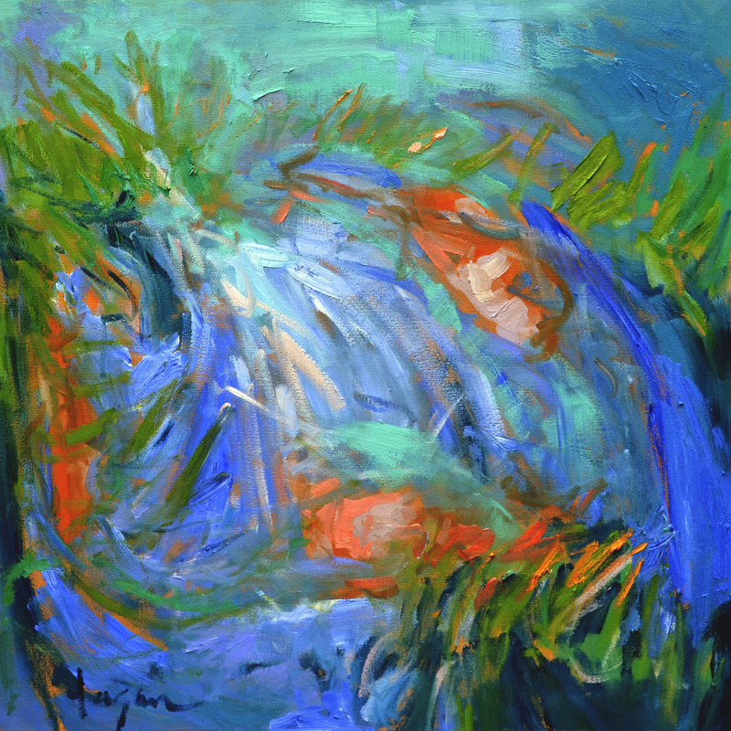 «Koi II on Canvas» par Dorothy Fagan, reproduction, H 30 po x l 30 po