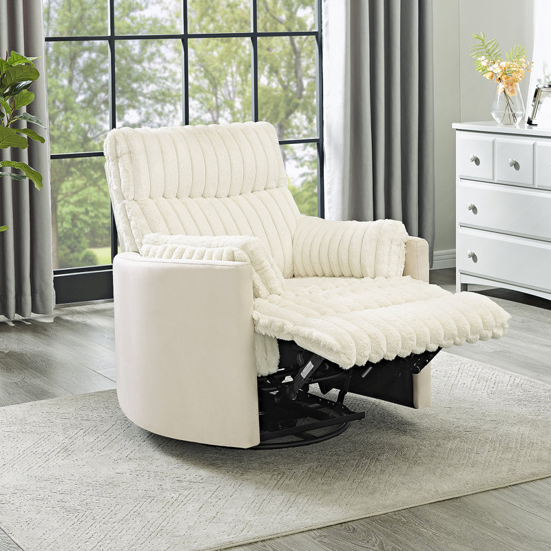 Fauteuil inclinable manuel en velours côtelé Bocaton, Blanc