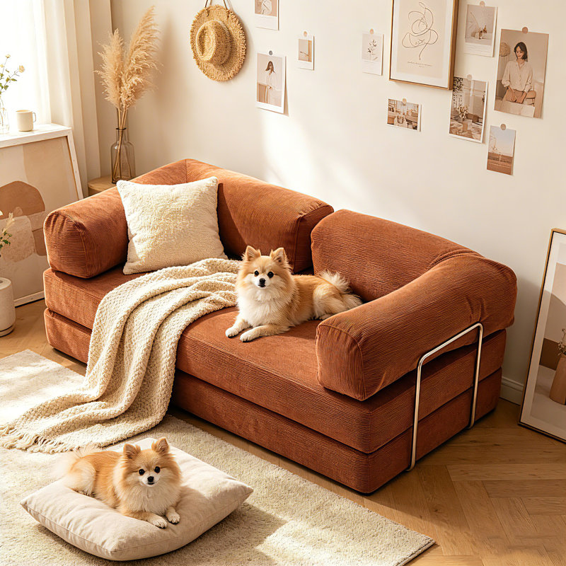 Canapé modulaire Chesterfield Nest Corduroy, H 28 po x l 71 po x P 39 po