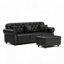 Canapé Chesterfield 82,6 po avec garniture cloutée et accoudoirs roulés de style moderne de 82,6 po avec capitonnage à boutons et capitonné, comprend 3 coussins, noir-2072339458