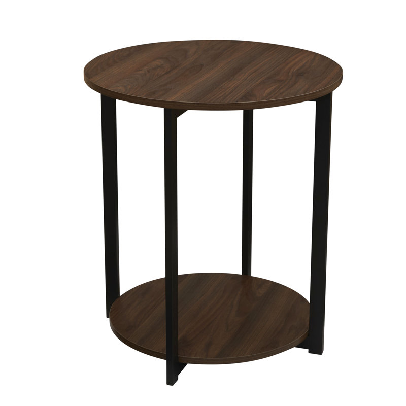 Table d'appoint ronde à 2 niveaux, Noyer